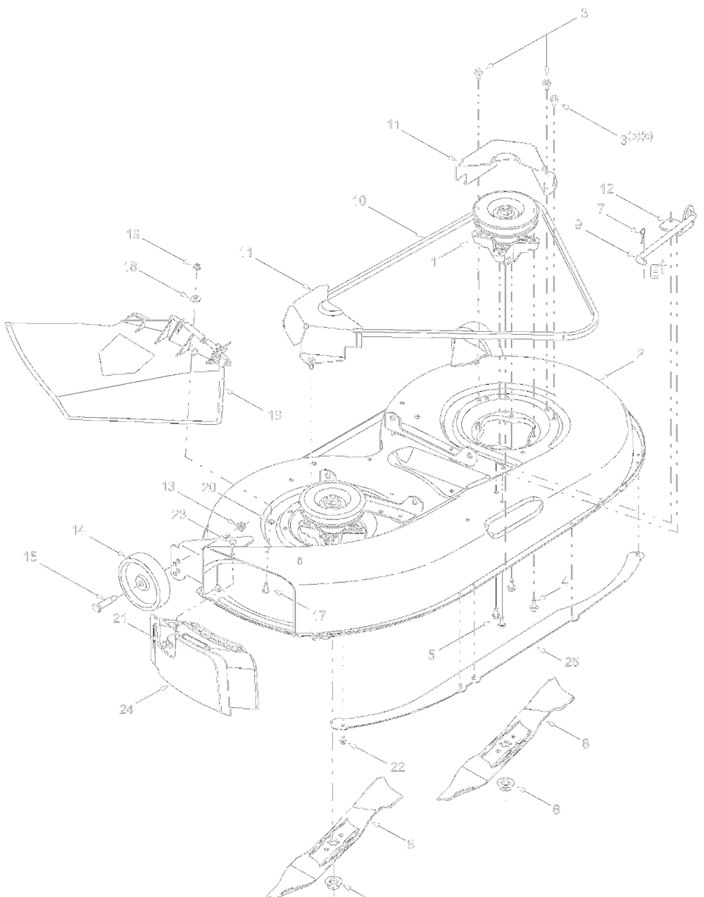 Deck Assembly Fandg Diagram and Parts List for 13AD685G700 2004 Yard Machines Lawn Tractor